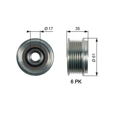 GATES OAP7166 Alternatör Kasnağı Audı A4,A5,A6,A7,A8,Q5,A7 - Porsche Cayenne,Macan,Panamera - Vw Amarok,Touareg 3.0 B. / 3.0 4.2 D. 535022210, ALP2503, F51140