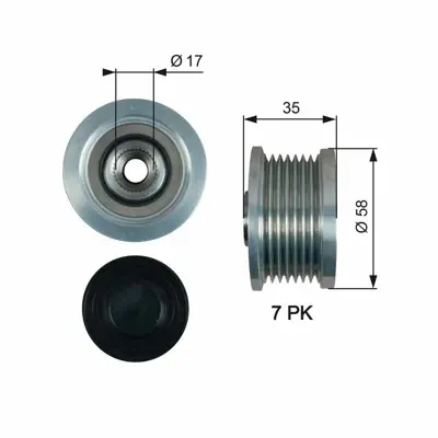 GATES OAP7183 Alternator Rulmanı 6 Kanallı Hılux 2,4 2015 -> Avensıs 2008-2015 2741530011