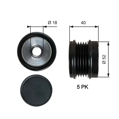 GATES OAP7209 Alternator Kasnağı X156 13> W176 12>18 W246 11>18 C117 13>19 000 906 00 22