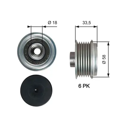 GATES OAP7210 Alternator Gergi Rulmanı Toyota Corolla-Aurıs-Verso 1.4 D4d 2007-2012 Yarıs 1.4 D4d 2006-> 2741533070, 7PP903016B, 7PP903016U, 7PP903016X, 270600N040, 270600N060, 2706033100, 2706033110, 2741566070, 90914