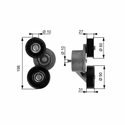 GATES T38167 Alternator V Kayıs Kutukllu Gergi Rulmanı Jeep Cherokee Iı Iıı 3.7 V6 4.7 V8 99 10 68045800AA