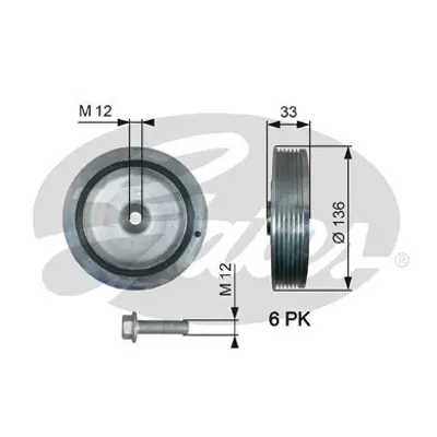 GATES TVD1008A Krank Kasnağı (K139) Megane I Logan (97 01) Clıo Iı Kango 00 1.9 Dtı (F9q 710 - 716 - 717 - 730) 8200689702, 93192606