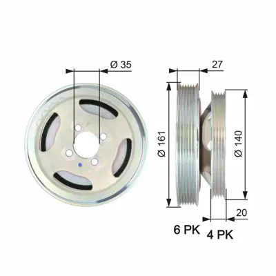 GATES TVD1075 Krank Kasnağı Doblo Albea Fıorıno Lınea 1,3 Multıjet 16v 55182506