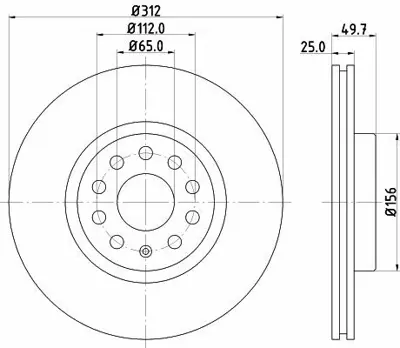 HELLA 8DD 355 109-521 Fren Diski (Tek) Ön Havalı Vw Golf 03>09> Caddy 04>10>passat 05> Jetta 05> Scırocco 08>(Df4464) 3CD615301, JZW615301H, JZW698302CN, L1KD615301D, L3CD615301