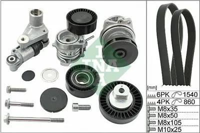 INA 529005330 Kanallı Kayıs Set (Devirdaim + 2 Kayıs+Gergi+tamır Takım Seti) Bmw M52 M54 E46 E39 E53  11517503884