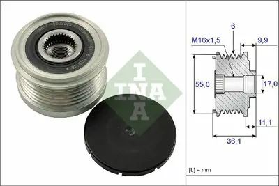 INA 535 0103 10 Alternatör Kasnağı Rulmanlı Ducato-Boxer-Jumper 3.0 Dmtj-Hdı 06 6 Kanal 0PB903018