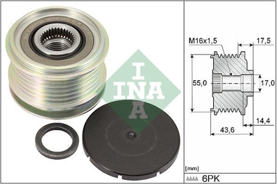 INA 535 0105 10 Alternator Kasnak Clio Ii-Mgn-Kng-Scenic (K4m-K4j-K9k-F4p) (6 Kanal) 7700110616