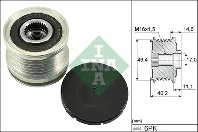 INA 535 0124 10 Alternatör Kasnağı Polo-A4-A6-T6-Amarok-Golf6 1.6-2.0 Tdı Caga-Cdca-Clha-Clhb 045903119A