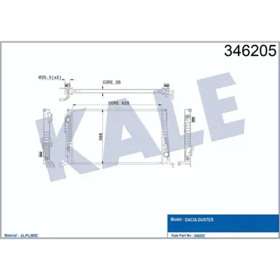 KALE 346205 Motor Radyatoru Duster 1,5dcı 2010> 8200880550