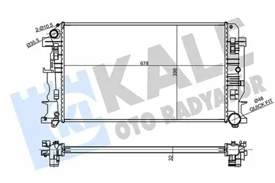 KALE 354980 Su Radyatörü A9065000002, A9065000102, A9065000202, 2E0121253, 2E0121253A, 2E0121253B, 9065000002, 9065000102, 9065000202, 2E0145804