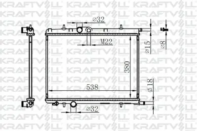 KRAFTVOLL 08040022 Motor Radyatoru (380×538×26) P206 1,6i-1,4hdı 98-> Manuel> Brazıng 133038, 133040, 133053, 133065, 133069, 133074, 133075, 133082, 133083, 133084