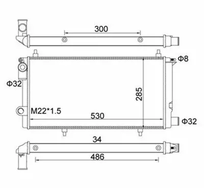 MAGNETI MARELLI 359000300690 Motor Su Radyatoru C15 1,9d 95> Olcu: (530×265×32) 9620209980