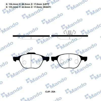 MANDO RMPA06NS On Fren Balatası  Focus Iı 04>07 C Max  Focus Iıı 11  > 1.6eco - 1.6tdcı - 1. 31341301, AY040MA031, C2Y33323ZB, MEAV6J2K021BA