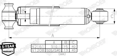 MONROE V1208 Arka Amortısor  Sağ-Sol Transıt Custom 13> FK2118080DB
