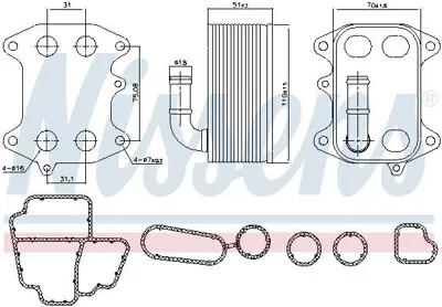 NISSENS 91272 Yağ Soğutucusu Vw A6 2011-> 2.0 Tdi Cglc 03L117021D