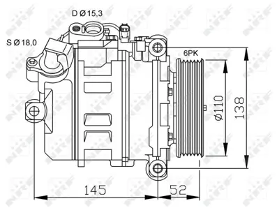 NRF 32435 Klima Kompresoru Bmw N52 N54 N62 B48 G32 1720 E60 0409 E65 0508 E93 0610 E63 E64 0410 E83 0610 Z4 E89 0916 64509174803