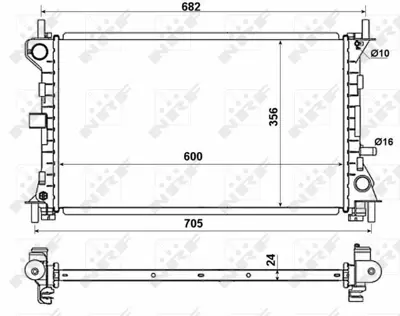 NRF 509638 Radyator Focus 1,8 Tdcı 2,0 16v 98=> (Ac+Klimasız+mek) (610x377,5x34) YS4Z8005AA