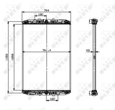 NRF 519541 Motor Su Radyatoru Daf Xf 95 (Cercevesız) - (Mt) 1326996