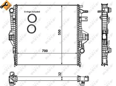 NRF 53005 Vw Touareg 3.0d 10-Radiator 7P0121253A, 95810613210