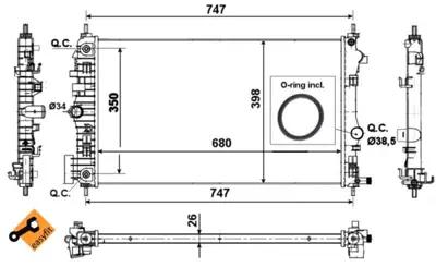 NRF 53777 Motor Su Radyatoru (Otomatık) Insıgnıa A20dth A20dtr 1300290, 13241724, 1300320, 22762535, 23299711, 23299712, 1300381, 1350380, 1300380, 630717
