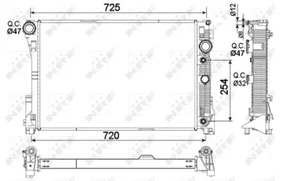 NRF 53968 Motor Su Radyatoru X204 4-Matic 08>15 W204 C63 Amg 08>14 A2045003603, A2045004103, 995002503, 995002603, 2045000603, 2045000703, 2045001203, 2045001403, A2045003703, A2045003103