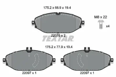 TEXTAR 2207601 Fren Balatası Ön A0084202820