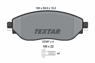 TEXTAR 2208701 Fren Balatası Opel Vıvaro B-Trafıc Iıı  Ön 2208701, 4020600Q1C, 402066352R, 4106000Q1H, 4106000Q2F, 4106000Q2L, 410601073R, 410604073R, 410604868R, 410607229R