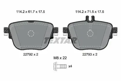 TEXTAR 2279201 Fren Balatası 213-257 Arka A0004206300