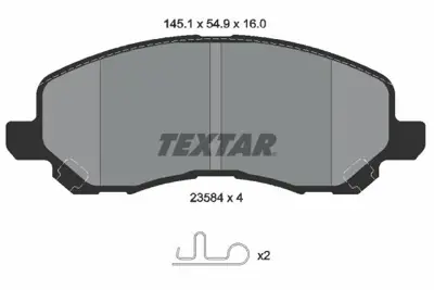 TEXTAR 2358401 Fren Balatası Ön 4605A491, 4605A486, 4605A364, 4605A317, 4605A261, 68035576AB, 68035576AA, 5191217AA, MZ690565, MZ690348