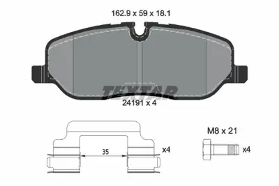 TEXTAR 2419101 Fren Balatası Ön SFP500010, LR134694, LR019618, SFP5000010, SFP500020, 4H222D007DA, SEE500020, LR19618, SPF500010, LR134696