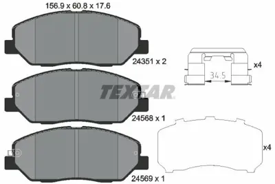 TEXTAR 2435101 Fren Balata Seti  4813036B00, 581012PA70, S581012PA70