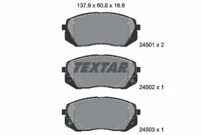 TEXTAR 2450101 Fren Balatası Kona 1.6 T-Gdi Carens Iıı 1.6 Cvvt 581011de00 58101J9A78, S581010ZA00
