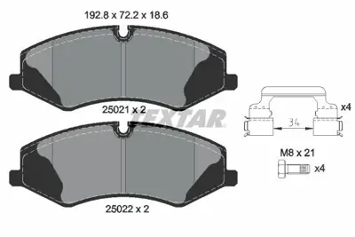TEXTAR 2502101 Fren Balata Seti Fren Balata Seti LR026221