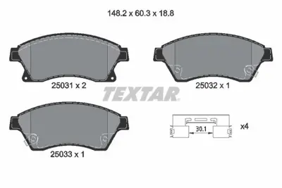 TEXTAR 2503101 Fren Balatası Ön 42589333, 95530019