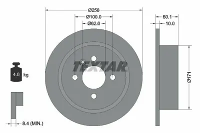 TEXTAR 92019200 Fren Diski E-30 Arka Tek 34211119581