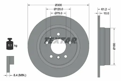 TEXTAR 92042303 Fren Diski E-34 Arka Tek 34211162305
