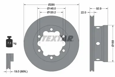 TEXTAR 92089803 Fren Diski Pro Lt28-46 Iı 2.3 Sdı - 2.5 Tdı 2d0615601b 2D0615601B, A9044230512