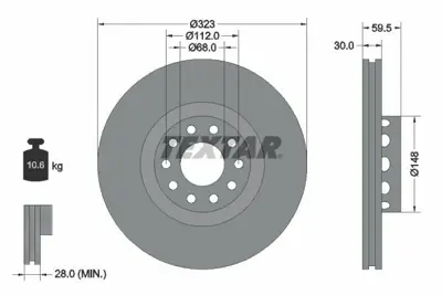 TEXTAR 92098305 Fren Diski Vw A8  99-03  2.5  3.7 Ön  323x30 4D0615301J