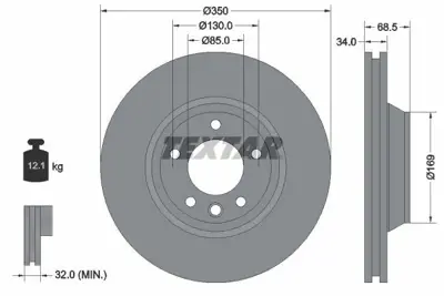 TEXTAR 92121705 Fren Diski Pro+ Touareg 3.2 V6 - 4.2 V8 7l8615301 7L8615301, 95535140151