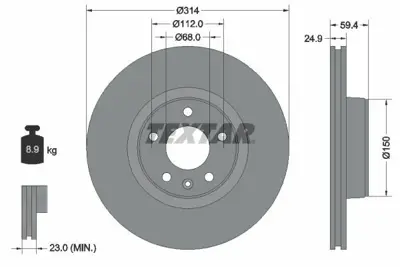 TEXTAR 92132205 Fren Diski Vw A6 Ön  04-   314x25   92132200 4F0615301D