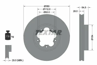 TEXTAR 92151803 Fren Diski Pro Transıt 2.2 Tdci 1503290 ME6C1J1125BB