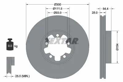 TEXTAR 92151903 Fren Diski Pro Transıt 2.2 Tdci 1371393 ME6C1J1125AB