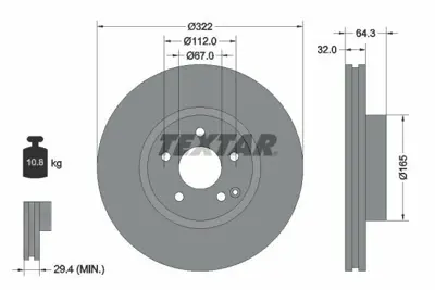 TEXTAR 92163505 Fren Diski  204-212 Ön  C 320-350 - E 250 A2044210812