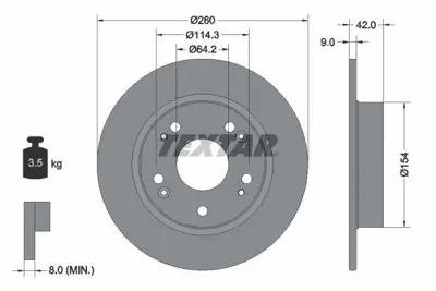 TEXTAR 92164303 Fren Diski Cıvıc Vııı Hb 1.4 - Type R 42510tr3a00 42510TR3A00