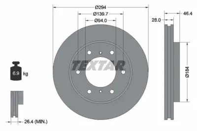 TEXTAR 92180205 Fren Dıskı Ön MN102276