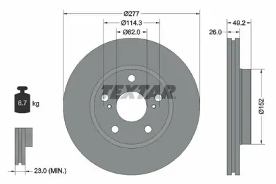 TEXTAR 92257703 Fren Diski Aurıs 1.2 - 1.3 - 1.6 D4-D 4351202330 4351202330