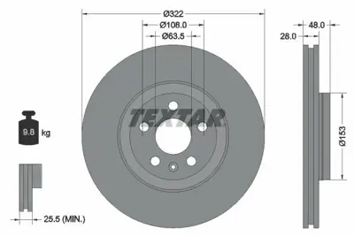TEXTAR 92287405 Fren Diski Volvo S90-V90-Xc40 2017>  Ön 31423724