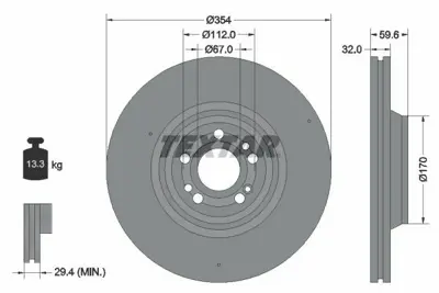 TEXTAR 92306005 Fren Diski  167 Ön Gle  4 Matıc A1674210701