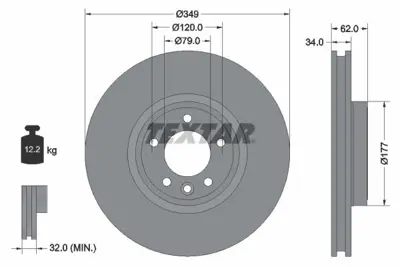 TEXTAR 92307605 Fren Diski R.Rover - Disc. - Sport 2.0-3.0-4.4 Ön Tek LR081594
