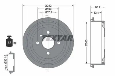 TEXTAR 94048600 Fren Kampanası Opel Astra F-Vectra A   Kalın Tip 91024352, 96175281